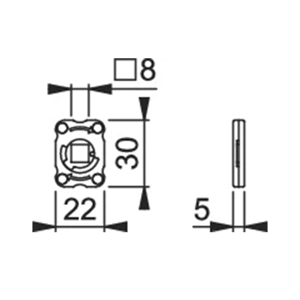 Hoppe Z-RFL8-3 krukveer, maatvoeringstekening