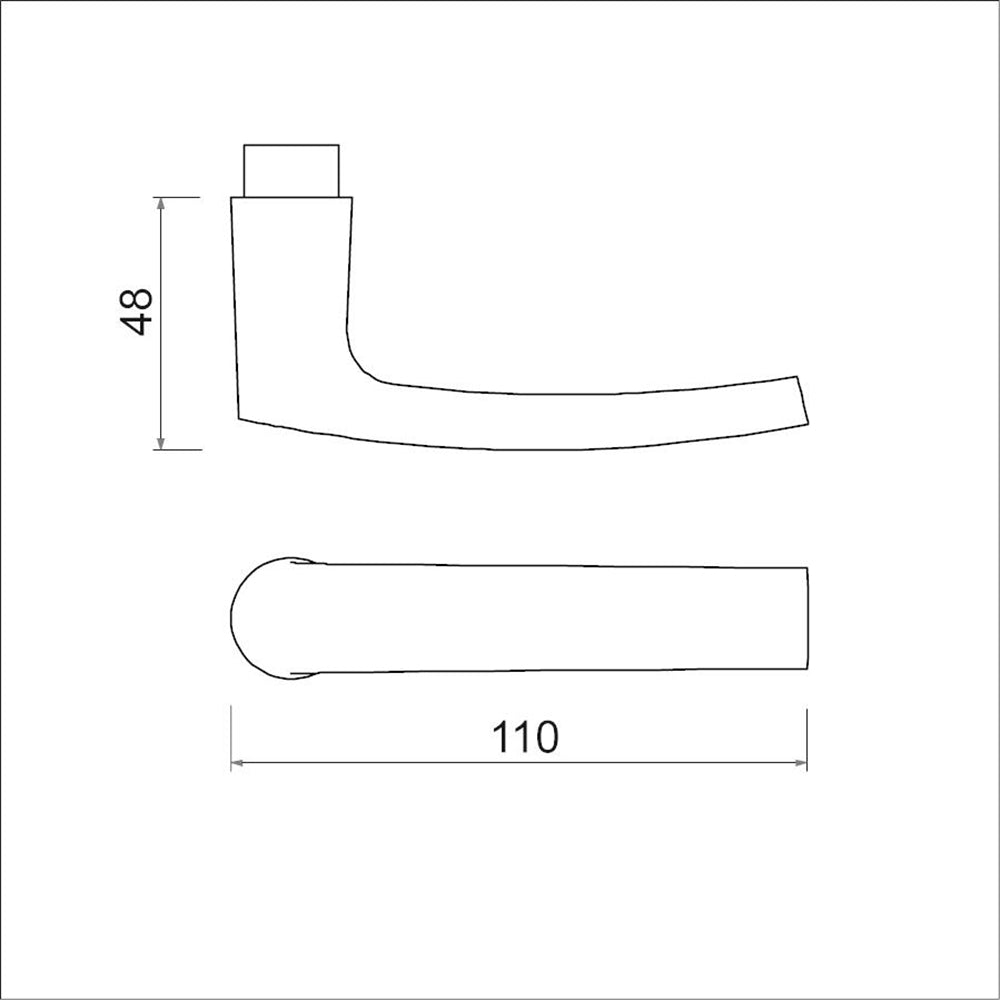 Technische tekening AMI deurkruk 332 blokmodel gatdeel