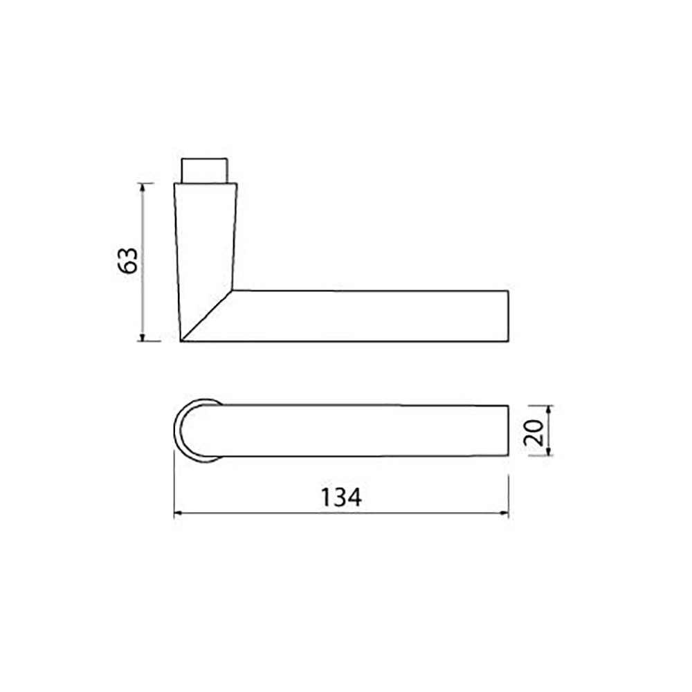 Technische tekening AMI deurkruk gatdeel 374 haaksmodel