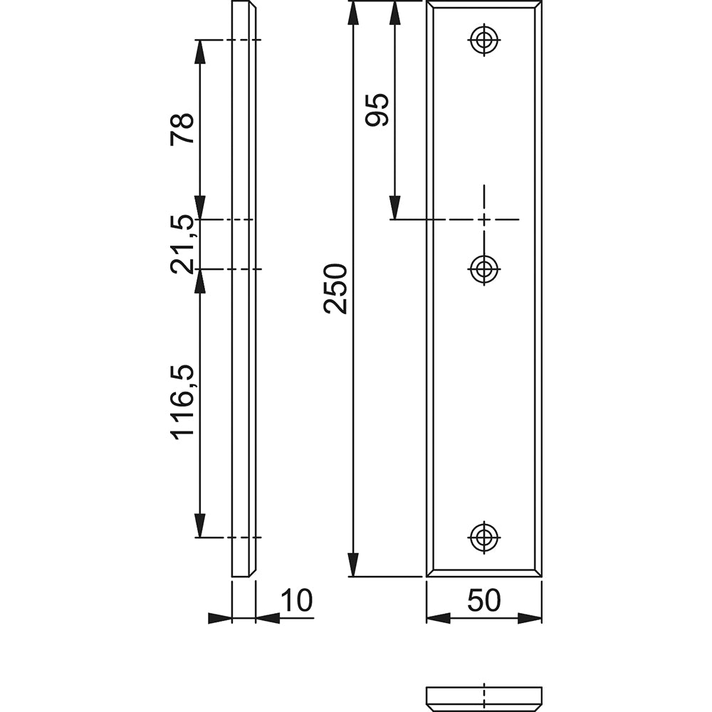 Technische tekening Hoppe binnenschild 2214 recht geheel blind F1