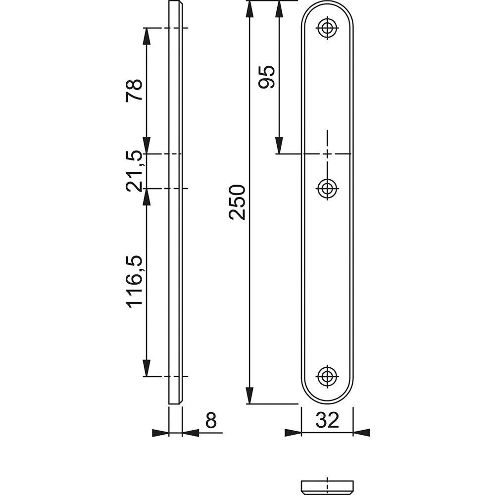 Technische tekening Hoppe binnenschild 3276 rond geheel blind F1