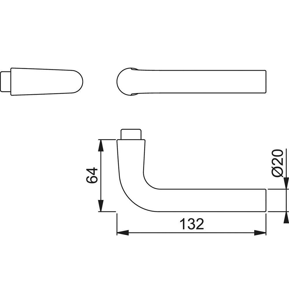 Technische tekening Hoppe Bonn 150 deurkruk
