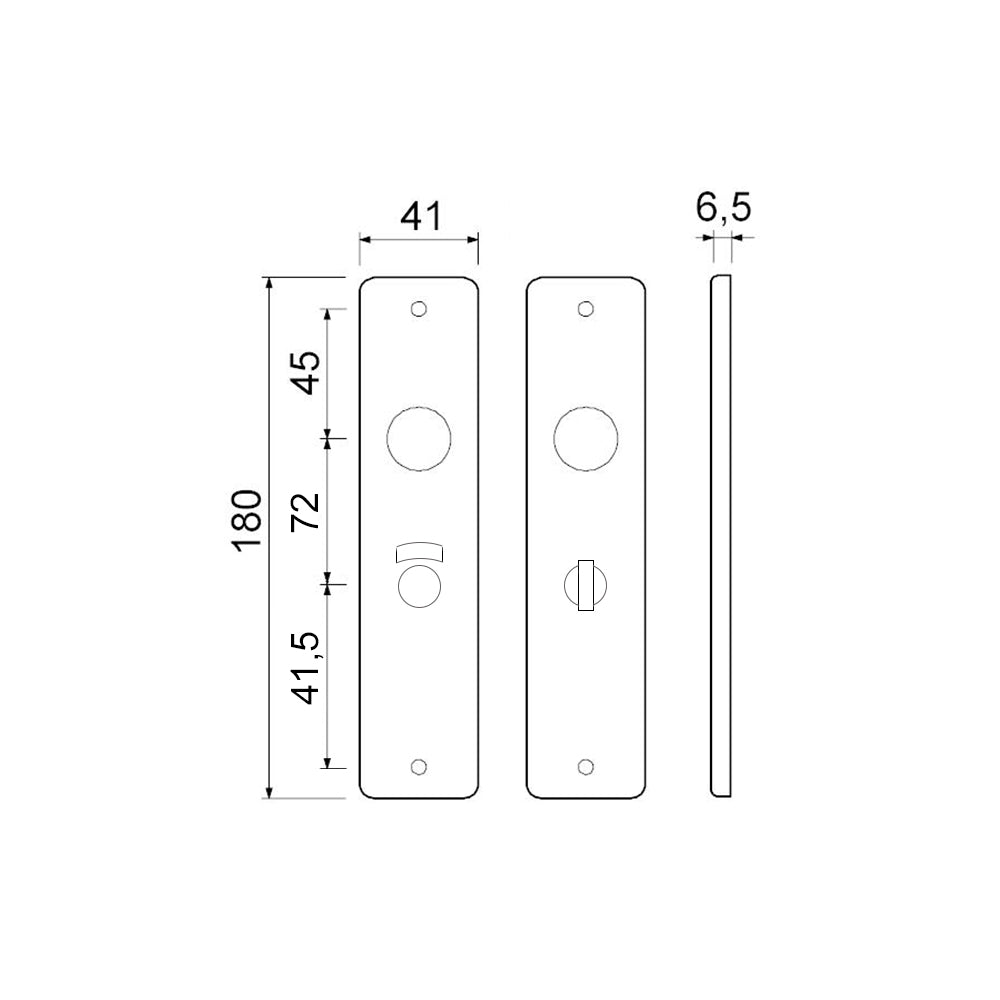 Technische tekening AMI kortschild 180/41 binnendeur WC 72x8
