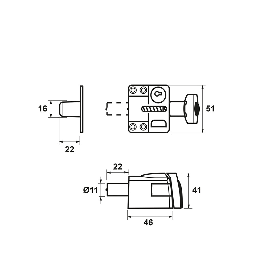 Technische tekening AXA 3012 veiiligheidsoplegslot SKG*