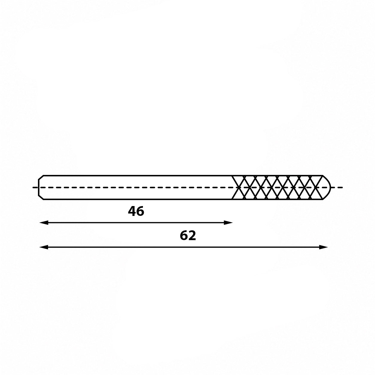Technische tekening cilinder frees gehard 6x60 mm