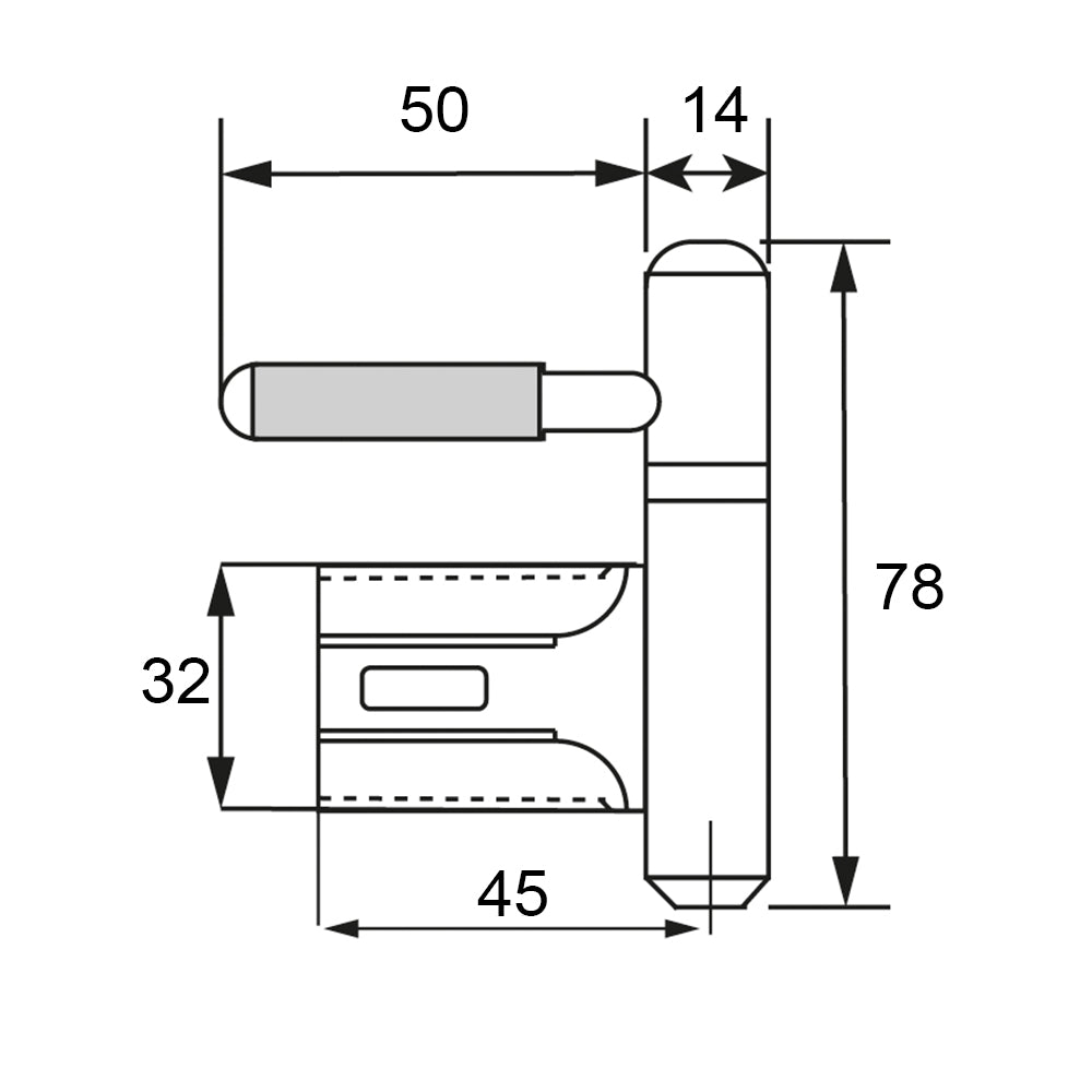 Technische tekening DX inboorpaumelle metsel kozijn