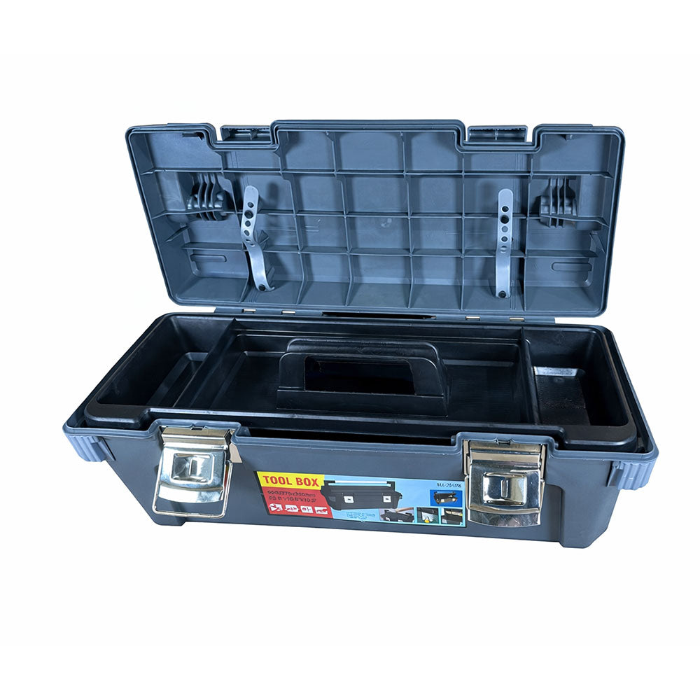 Gereedschapskist kunststof 650 x 275 x 265 mm open met uitneembare inzetbak, huismerk