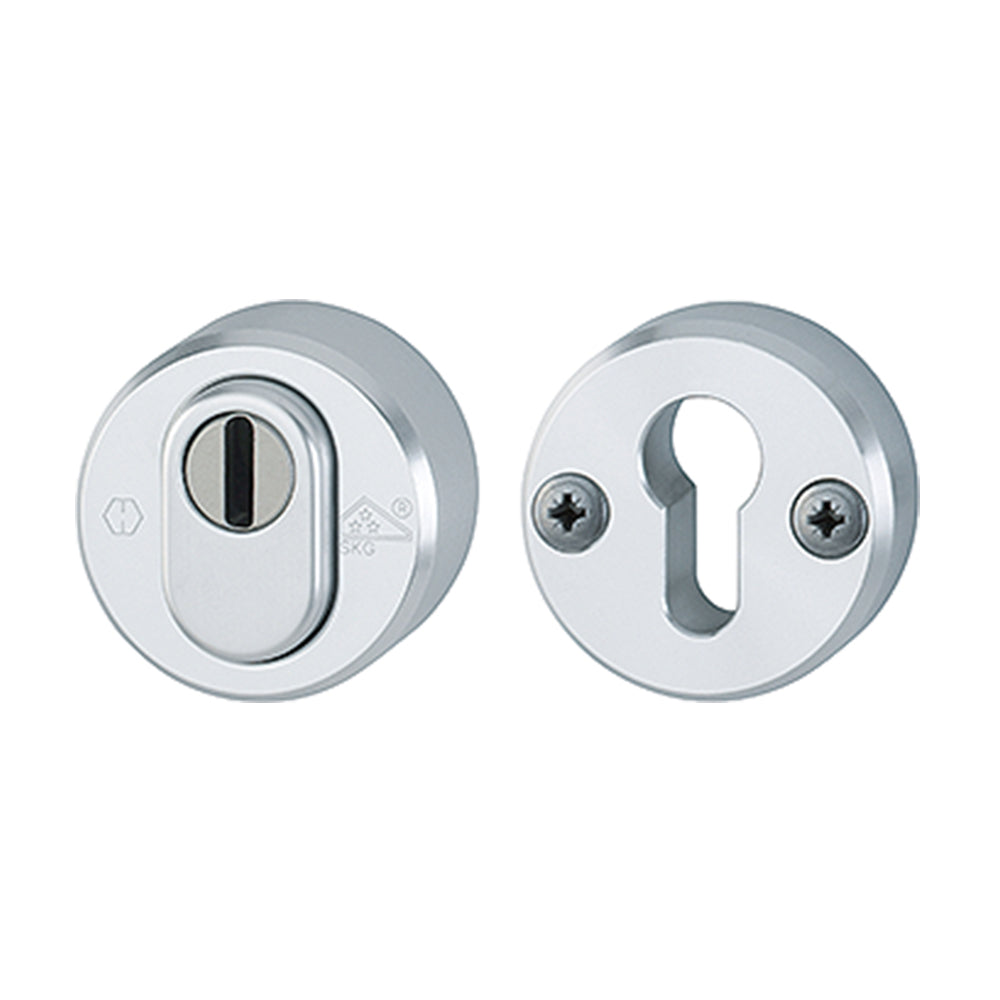 Hoppe veiligheidsrozet, model rond, met kerntrek, kleur aluminium F1