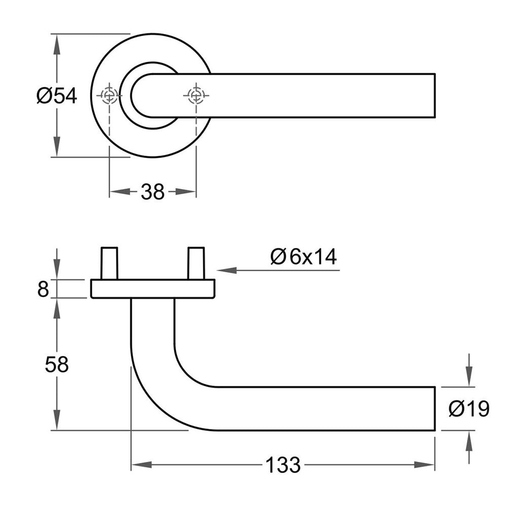 Technische tekening Artitec Leona kruk op rozet