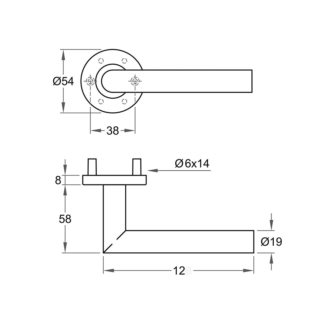 Technische tekening Artitec Tavira kruk op rozet