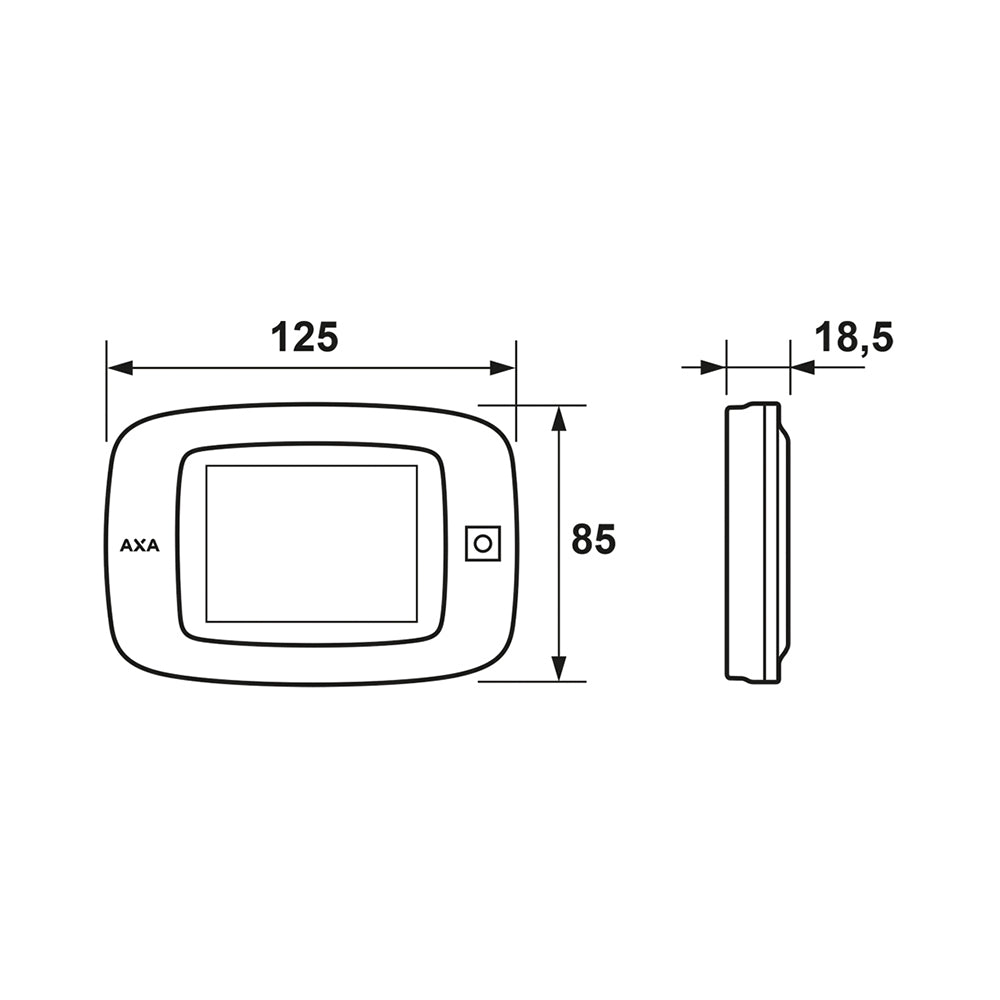 Technische tekening digitale deurspion AXA DDS1