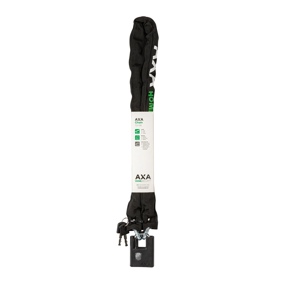 AXA Kettingslot 105 zijaanzicht van het hangslot met rubberen afwerking