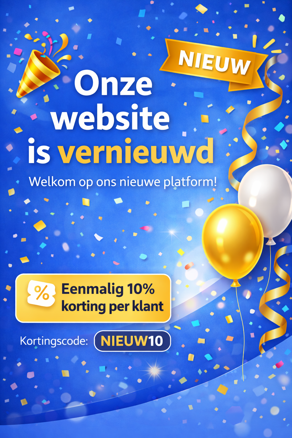 Banner nieuw kortingscode voor mobiel