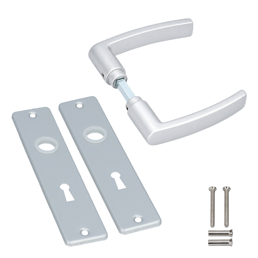 Complete deurbeslag set binnendeur SL56 aluminium F1 met kortschilden 180x41 mm en deurkrukken.
