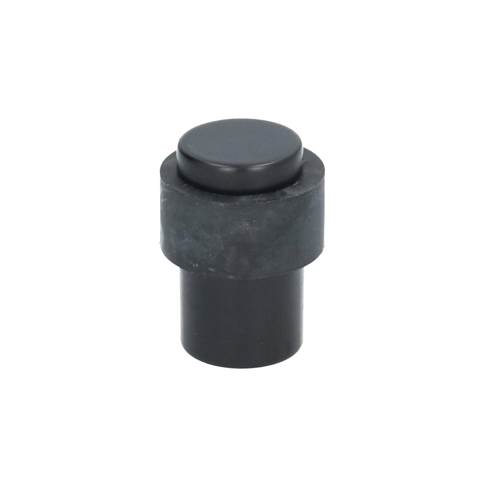 Zwarte deurstopper met schroefbevestiging, rond Ø 30 x 40 mm, huismerk