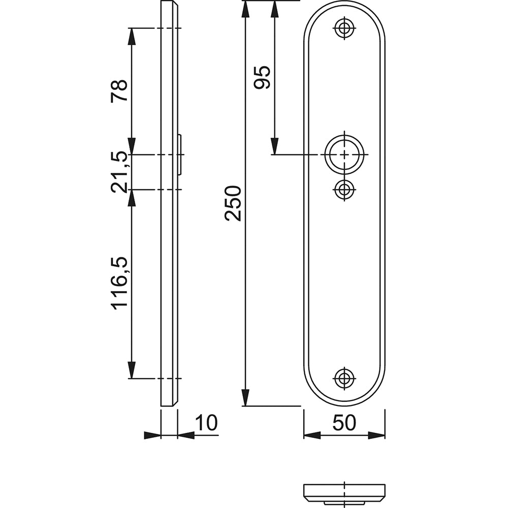 Technische tekening Hoppe binnenschild 3214 rond blind F1