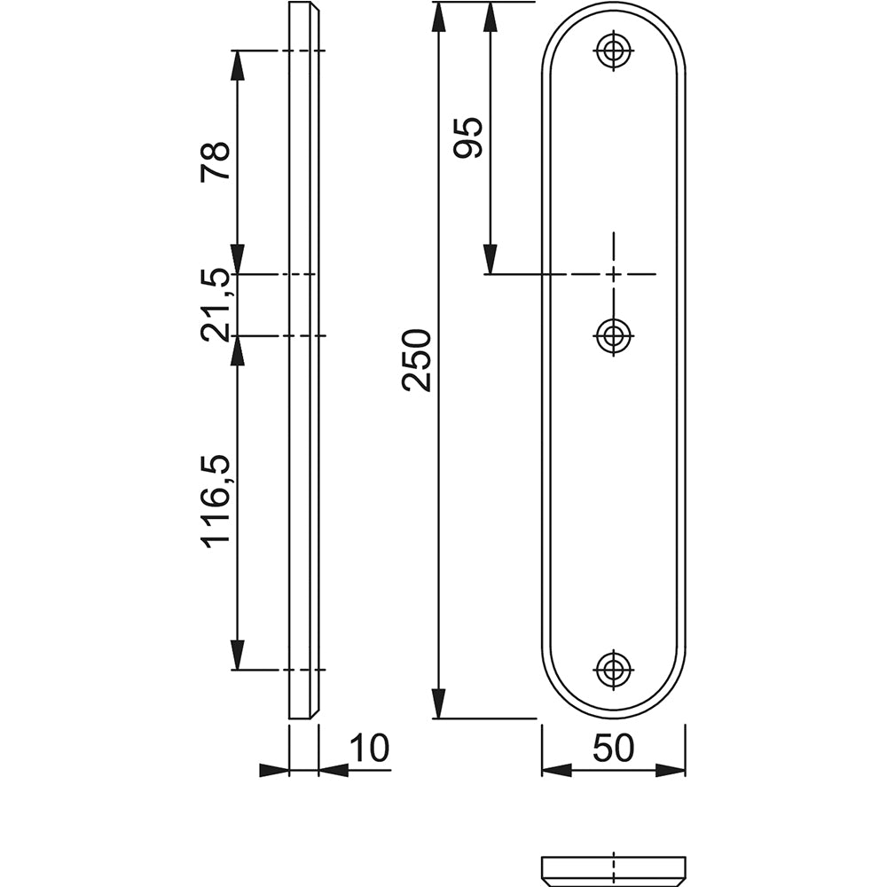 Technische tekening Hoppe binnenschild 3214 rond geheel blind F1
