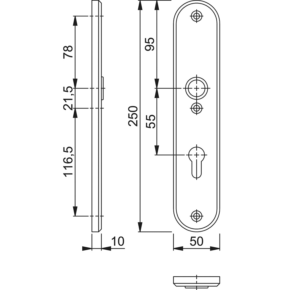 Technische tekening Hoppe binnenschild 3214 rond PC55 F1