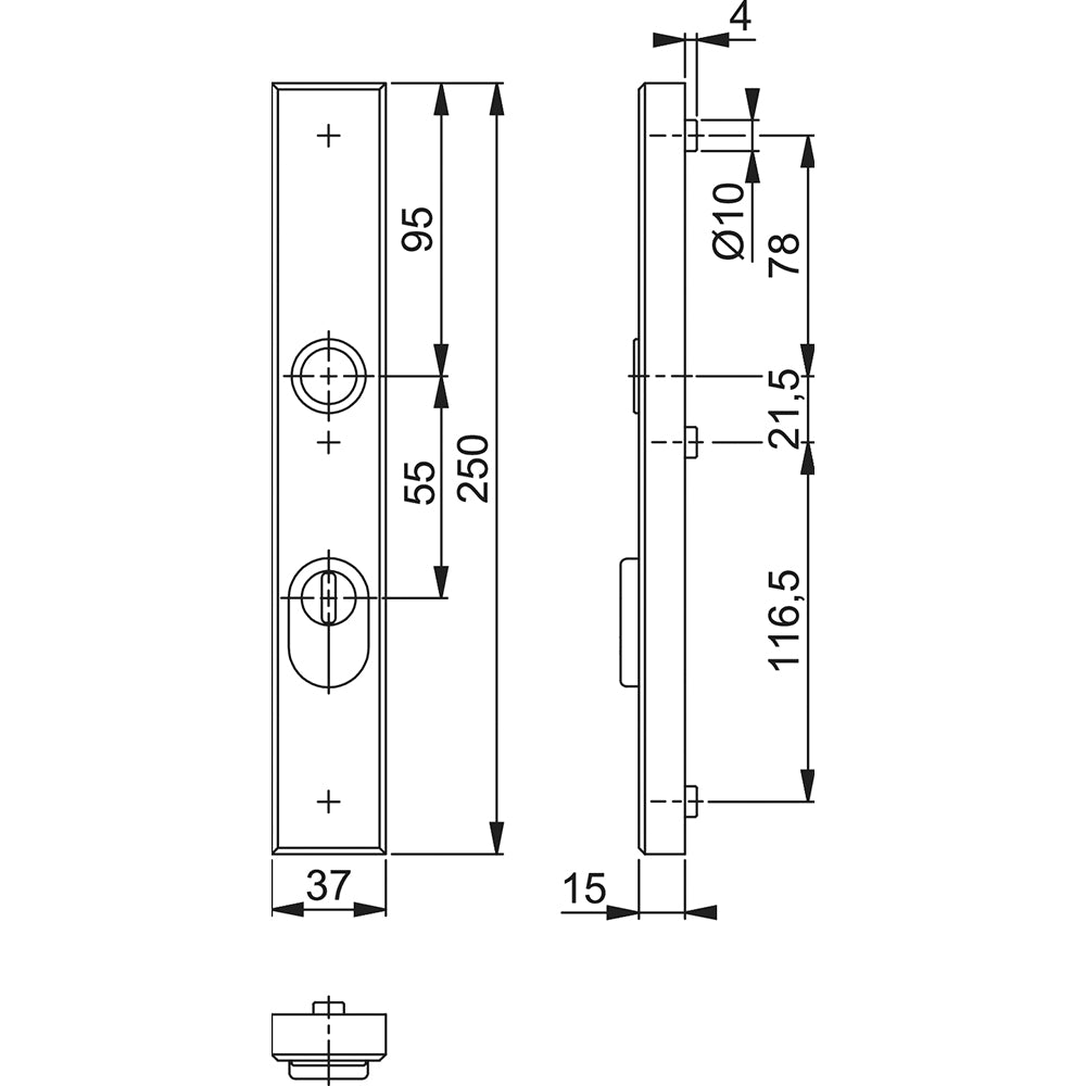 Hoppe buitenschild 2280ZA recht PC55