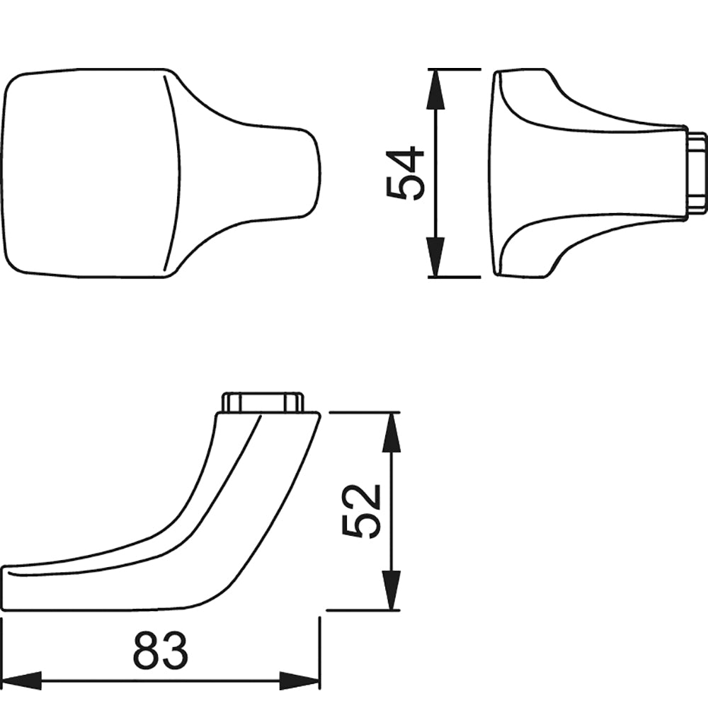 Technische tekening van Hoppe deurknop 61G gatdeel met maatvoering