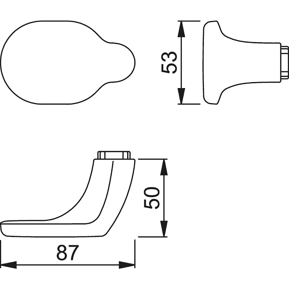 Technische tekening van Hoppe deurknop 86G gatdeel met maatvoering