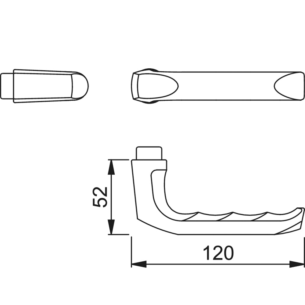 Technische tekening Hoppe London 113 deurkruk gatdeel