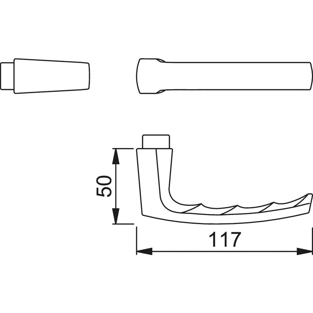 Technische tekening Hoppe Maastricht 107V deurkruk gatdeel