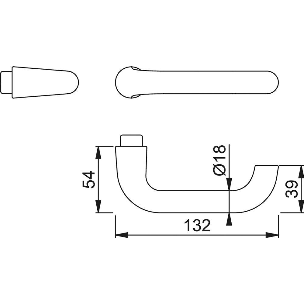 Technische tekening Hoppe Paris 138L deurkruk gatdeel