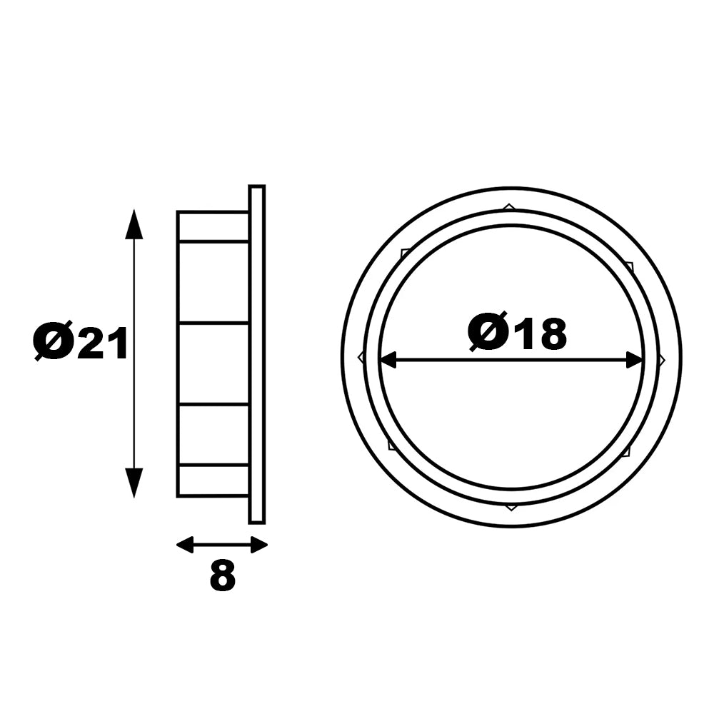 Hoppe Nylon Kruklager in de kleur wit. Technische tekening.