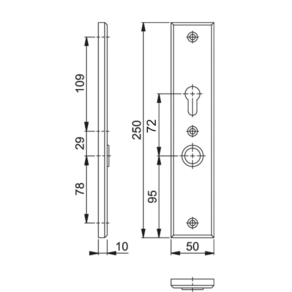 Technische tekening Hoppe binnenschild comfort 2214S recht PC72