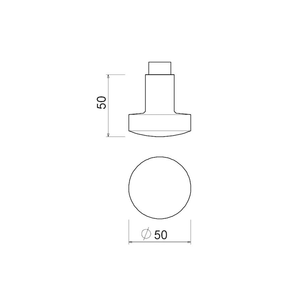 Technische tekening AMI knopkruk 169/50 gatdeel