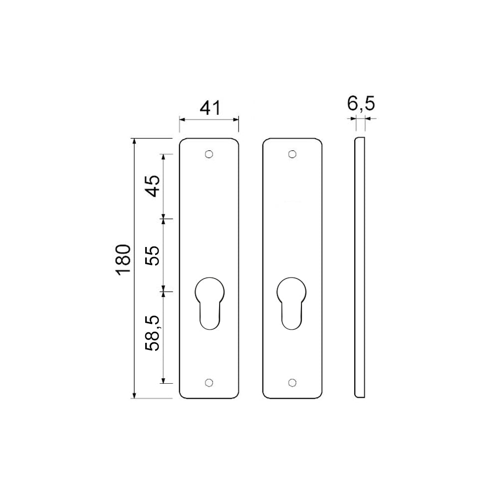 Technische tekening AMI kortschild 180/41 binnendeur PC55 blind