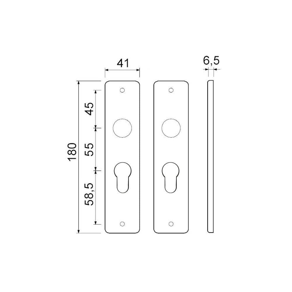 Technische tekening AMI kortschild 180/41 binnendeur PC55