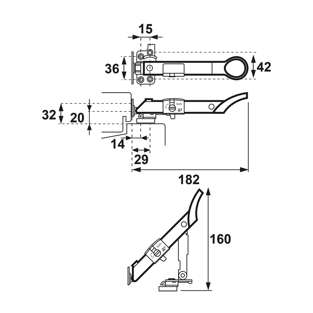Technische tekening AXAflex Security 2660 combi-raamuitzetter SKG**