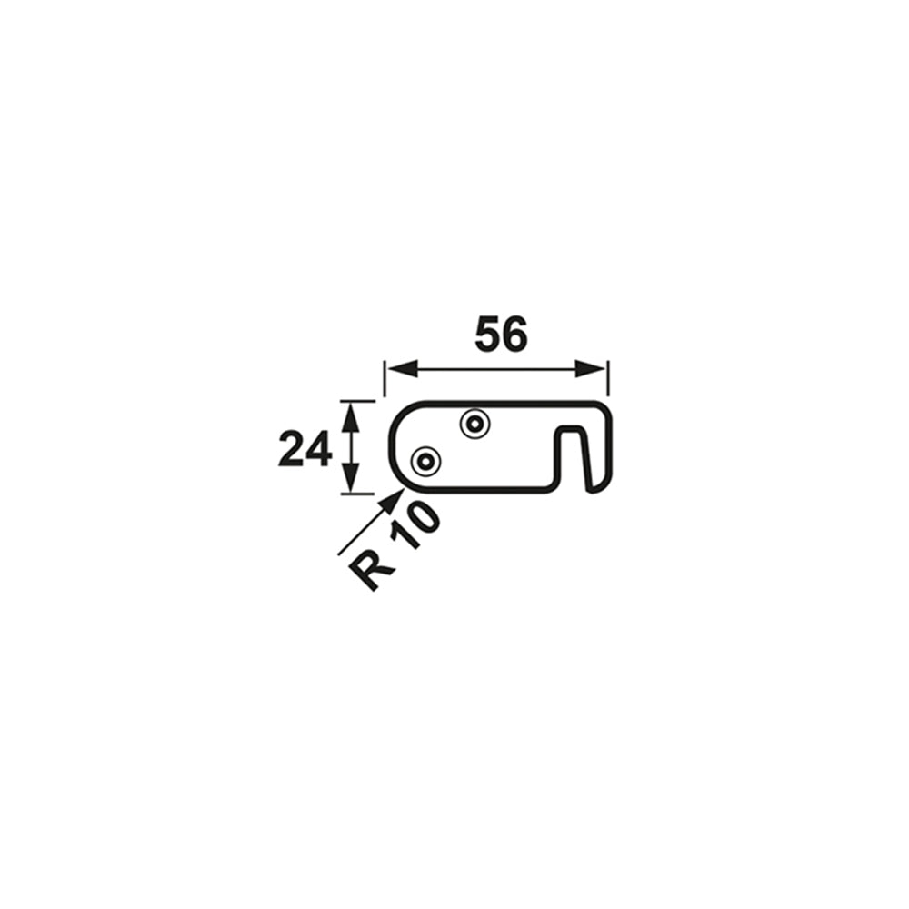 Technische tekening Axa sluithaak 3303 zonder ventilatiestand