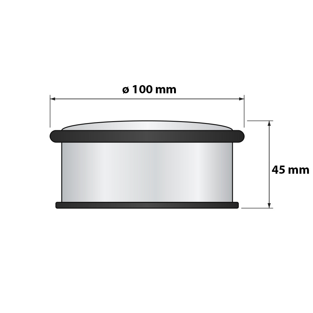 Maatschets deurstopper rond RVS, diameter 100 mm en hoogte 45 mm