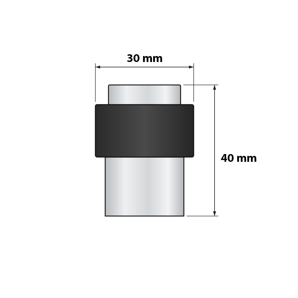 Maatschets deurstopper met schroefbevestiging Ø 30 x 40 mm