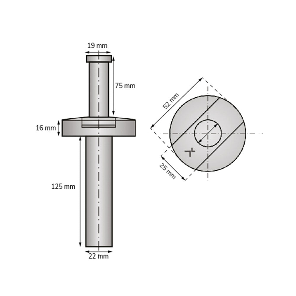 Technische tekening Dulimex Exceptor kierstandhouder