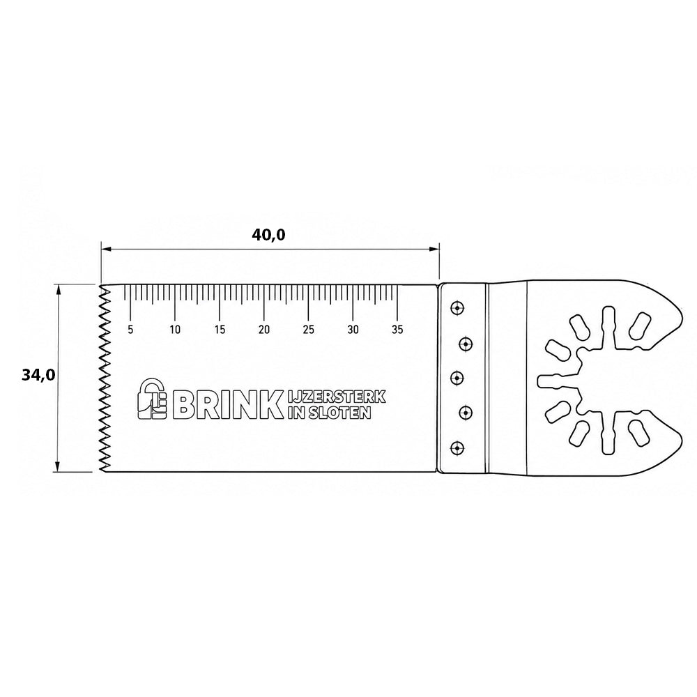 Technische tekening multitool zaagblad 34x40 mm HCS