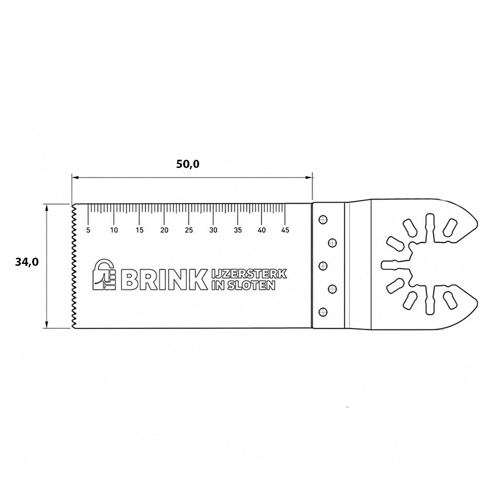 Technische tekening multitool zaagblad 34x50 mm BIM