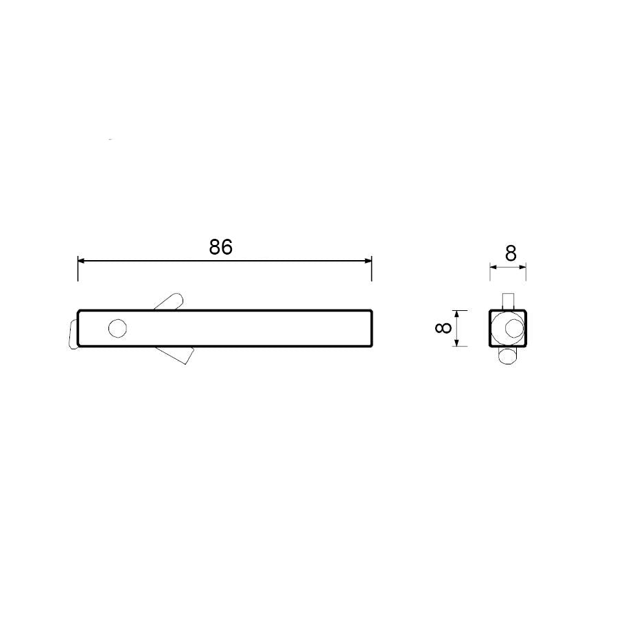 Technische tekening AMI wissel-quickstift 900665 8x86 mm met kantelaar